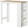HOMCOM Bancone da Cucina Tavolo Alto con 3 Mensole, 112x57x106cm Bianco