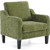 Bonnlo Poltrona Design in Tessuto Chenille, Poltrona Salotto con Gambe in Legno Massello, Poltrocina Camera da Letto per Ufficio e Soggiorno, 76 x 78 x 84cm (Verde)