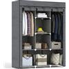 HOMCOM Guardaroba in Tessuto con Base Rialzata 125x43x162.5cm Grigio Scuro