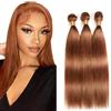 Hxxcoup Human Hair Bundles Estensione capelli umani #30 Light Brown Color Straight Brazilian Remy Virgin Human Hair Extension 100g/Bundle Total 300g 12 14 16 Inch