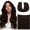 hotbanana Extension Capelli Veri con Filo Invisibile, 50cm 110g Marrone Chiaro Scuro Capelli Umani Remy Lisci, Invisible Wire Hair Extensions, Extension in Capelli Veri Invisibles