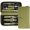 nippes Solingen Set manicure Verde, 7 pezzi, astuccio per unghie in pelle di eucalipto vegana, strumenti in acciaio inox, senza nichel e antiruggine, set per la cura delle unghie, prodotto in Solingen