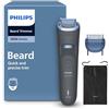 PHILIPS Regolabarba Philips serie 3000 - Lame autoaffilanti con punte arrotondate, 20 impostazioni di lunghezza, pettine Lift&Trim, impermeabile, spia di ricarica, ricarica USB, custodia, modello BT3619/15