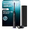 PHILIPS Spazzolino Philips Sonicare serie 6100 - tecnologia Next Generation Sonicare, sensore di pressione, 6 impostazioni, SmarTimer, BrushPacer, autonomia di 21 giorni, custodia da viaggio, nero, HX7401/12
