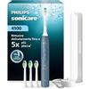 Philips Sonicare Serie 4100 - Spazzolino elettrico sonico con sensore di pressione, 4 impostazioni, EasyStart, SmarTimer, autonomia 21 giorni, custodia, blu marino, HX4046/48, [Nuovo]