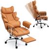 LONXIU Sedia da Ufficio con Poggiapiedi - Sedia Ergonomica per Gaming e Dirigenti, con Rotazione a 360°, Schienale Regolabile da 90°-135° e Braccioli Morbidi per il Massimo Comfort (Marrone)