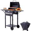 HOMAVO Barbecue a carbone con coperchio e copertura, Grill 2 in 1 compatto per balcone, Termometro integrato, Griglia mantenimento, Protezione esterno e facile da riporre