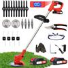 OUTIGO Decespugliatore a Batteria, Decespugliatore Elettrico a Batteria, dotato di 2 batterie e 4 lame, Tosaerba a batteria Tosaerba Pieghevole da 800W,adatto per tagliare l'erba di prati e cespugli