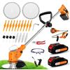 OUTIGO Tagliabordi a batteria, 4 tipi di accessori per la potatura, 2 batterie da 21 V, Pieghevole, Adatto a giardini e prati