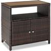tectake® Armadietto da Giardino in Rattan e WPC, 90 x 55,5 x 87 cm, Mobile da Esterno, 2 Ante, Vano Aperto, Resistente alle Intemperie, Piedini Regolabili, Ideale Arredo Giardino e Terrazzo - Marrone