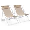 IDMarket - Set di 2 sedie in Metallo Bianco Lota in Tessuto textilene Beige