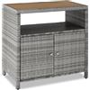 tectake® Armadietto da Giardino in Rattan e WPC, 90 x 55,5 x 87 cm, Mobile da Esterno, 2 Ante, Vano Aperto, Resistente alle Intemperie, Piedini Regolabili, Ideale Arredo Giardino e Terrazzo - Grigio