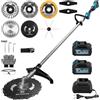 Vrietina Decespugliatore elettrico a batteria 7 in 1 con 2 batterie da 4 Ah, 1380 W, con 7 lame e tracolla, 18800 giri/min, decespugliatore elettrico per giardino, prato e cortile