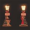Villa d'Este Home Tivoli 1996 Set 2 Decorazione natalizia lampione led in legno h. 45 cm, decoro con scritta, Xmas
