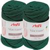 Stafil Filato Macramè Boho Pettinabile Ø 4 mm 250 g 70 m Set 2 Gomitoli Colore Verde Scuro