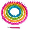 Relaxdays Set di Telai Circolari per Lavorare A Maglia, 4 Anelli Maglieria Cappello Sciarpa Ø 28, 24, 19, 14cm, Colorato
