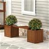 Furinno TIOMAN Fioriera con panca, fioriera in legno massiccio con seduta, cubo da giardino, in olio di teak, per esterni ed interni, giardino, patio, balcone, legno chiaro