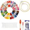 Romon Kit Ricamo, 50 Colori Filo Da Ricamo A 6 Fili Da 8 Metri, 2 Telai Di Bambù Da 4 E 6 Pollici, Kit Punto Croce Completa Per Principianti Adulti E Bambini Con Accessori Cucito