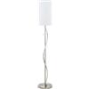 Eglo Lampada da terra Espartal, 2 fiamme, elegante, in | acciaio, alluminio, tessuto, soggiorno, nichel opaco, bianco, interruttore a tirante, LED e attacco E27