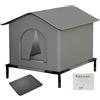 ARSBORUI Casetta per Gatti per Esterni, Cuccia Gatto Esterno Sollevata, Tend-a per Gatti da Esterni Impermeabile & Resistente al freddo,Cuccia per Animali Domestici Esterno In Autunno Inverno (Gray 40x33x33cm)