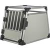 TRIXIE Trasportino auto in alluminio per cani - Taglia M, 56 × 61 × 74 cm | Box color argento resistente e silenzioso - Serratura di sicurezza e tappetino antiscivolo per un trasporto comodo