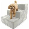 Muralo Scala per Cani 3 Gradini 30 cm - Scaletta Antiscivolo per Cani di Piccola Taglia e Gatti, Rivestimento Magic Velvet Lavabile, Portata fino a 17 kg, Per letto e divano (Crema)
