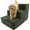 Muralo Scala per Cani 3 Gradini 30 cm - Scaletta Antiscivolo per Cani di Piccola Taglia e Gatti, Rivestimento Magic Velvet Lavabile, Portata fino a 17 kg, Per letto e divano (Kaki)