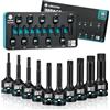 LIBRATON 10PCS Set Chiavi XZN Triplo Quadrato, Bussola ad Impatto 1/2 | Inserti XZN in Acciaio S2, Presa 12 Punti Alta Coppia (Metrico M5-M18), Officina Meccanica e Riparazione Auto, Custodia XPE