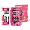 Geinxurn Set di 31 punte per avvitatori bitbox con codifica colore professionale, con Torx, Ph, PZ, fessura, acciaio Hex S2 magnetico, supporto per punte, chiave a bussola, adattatore con scatola rosa