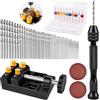 BORDEAG Set di 62 punte per morsa a mano, con 48 punte elicoidali, trapano a mano, mini trapano, trapano per legno, 0,3 mm-1,2 mm, micro punte per trapano fai da te