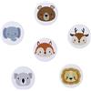 EUGENEKELLY 6 pomelli per armadi in legno per cameretta dei bambini, motivo animale, rotondi, con viti, colore bianco