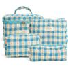 LYEAA Borsa per il trucco da viaggio per donna Borsa per cosmetici trapuntata 4 pezzi Borsa per la cura della pelle floreale Borsa per la spesa da viaggio per l'organizzatore del trucco (B)