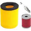 AHL Filtro Aria 13780-03G00 13780-07G00 13791-03G00 & Filtro Olio & Candela Compatibile con Suzuki Quadrunner 250 300 2x4 4x4 King Quad LT-4WD LT-F250 LT-F4WDX LT-F250F LT-F300F 1987-2002