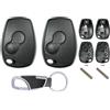 Kilby 2 Pezzi Guscio Chiave Auto 2 Tasti Compatibile con R-enault Clio 3 Twingo 2 Master 3 Kangoo 2 Trafic Modus Dacia Telecomando Custodia Ricambio Chiave Cover con Portachiavi Moschettone Accessori