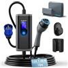 bokman wallbox 7,4 kw Tipo 2 CEE [15 Metri | 6-32A | IP65 Impermeabile] colonnina Ricarica Auto elettrica con Spina CEE, Compatibile con Model Y/3, Q4, e-208, 500e, e Altri EV/PHEV