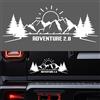 ASSETS29 Adesivi Adventure Camper Van 4 x 4 fuoristrada - Adesivi per camper - sole, montagne e alberi - nero e bianco - valigia moto - vinile camper - 29,5 x 11,5 cm (bianco)