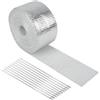 Skeayid Nastro Isolante Termico per Scarico Auto, 5m Benda per Marmitta e Silenziatore, Kit con 10 Fascette Inox, Resistente Calore (Argento)