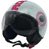 Generico Casco Demijet Moto Rodeo Drive, Grigio/Fucsia, Visiera Protettiva (XS)