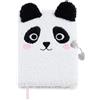 Back2Fun - Diario Segreto in Peluche con Lucchetto, Taccuino per Bambini a Righe con 80 Fogli, Divertente Design Panda con Orecchie 3D e Dettagli Ricamati