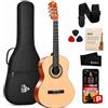 Pyle Kit Chitarra Acustica per Principianti, Strumento Tutto in Legno di Misura 1/4 Junior per Bambini, Adulti, Frassino Naturale da 76,2 Centimetri