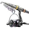ZythrXLate Canna da Pesca Fibra di Carbonio Set da pesca viaggio Canna telescopica Combo Mulinello spinning Carpa Luccio Kit completo mare Superhard Lancio lontano 1,8 m-3,6 m per Pesca Mare Fiume