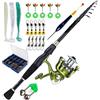 ZythrXLate Canna da Pesca Fibra di Carbonio Canna da pesca telescopica combinata 1,8-2,4 m in fibra di carbonio e mulinello spinning 5,2: 6BB con accessori for lenza 500 per Pesca Mare Fiume