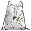 Generic Unisex Zaino Coulisse Willow Branches And Birds Black-Capped Chickadee Sacca Ginnastica Stampa Zainetto per All'Aperto Uomo Spiaggia 36X42Cm