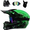 KHBTFNB Professionale MTB Casco da Motocross, con Occhiali Guanti Maschera, Gioventù Bambini Integrale Fuoristrada Strada Motocicletta Caschi, In Discesa Enduro Bici da Cross ATV Casco