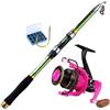 ZythrXLate Canna da Pesca Fibra di Carbonio Canna da pesca telescopica in fibra di vetro combinata 1,8 m-2,7 m e mulinello spinning dimensioni 1000-4000 per Pesca Mare Fiume