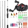 ZythrXLate Canna da Pesca Fibra di Carbonio Kit di canne da pesca Baitcasting in fibra carbonio 4 sezioni Canna casting e mulinello in metallo for set persico d'acqua dolce per Pesca Mare Fiume