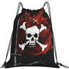kkvhhyuo Zaino rettangolare con stampa mandala stampato, con coulisse, grande, pieghevole, con cinghie regolabili, per sport, viaggi, nuoto, scuola, Bandiera dei pirati., One Size, Zainetto