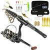 ZythrXLate Canna da Pesca Fibra di Carbonio 1.5M-2.4M Canna Da Pesca Telescopica Mulinello Spinning E Lenza Esche Carrier Bag Set for I Viaggi Acqua Salata acqua dolce per Pesca Mare Fiume