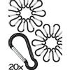 Outdoor Saxx®, 20 moschettoni a S in alluminio per il fissaggio di attrezzature allo zaino, cintura, tenda, canoa, 4,8 cm, nero