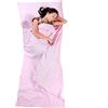 suyi Hi suyi Sacco Lenzuolo Portatile per Viaggio Campeggio Estivo Lenzuola di Sacco a Pelo Soft e Traspirante 210 * 75CM, rosa